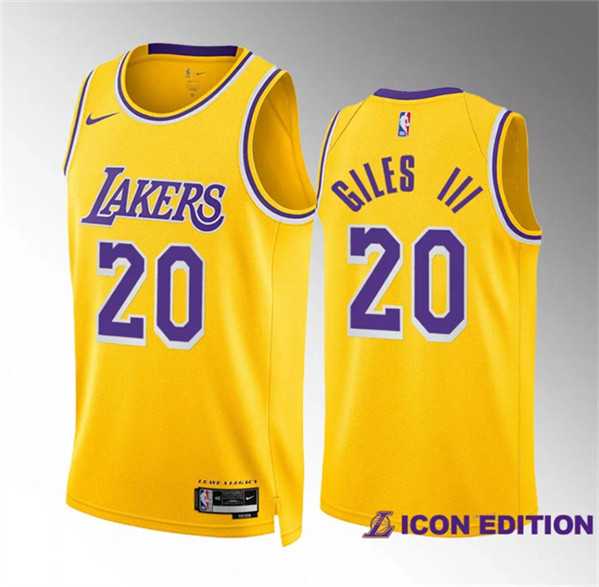 Men%27s Los Angeles Lakers #20 Harry Giles Iii Yellow Icon Edition Stitched Basketball Jersey Dzhi->los angeles lakers->NBA Jersey